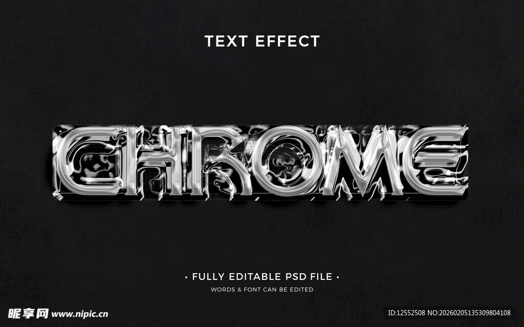 铬金属质感文字效果
