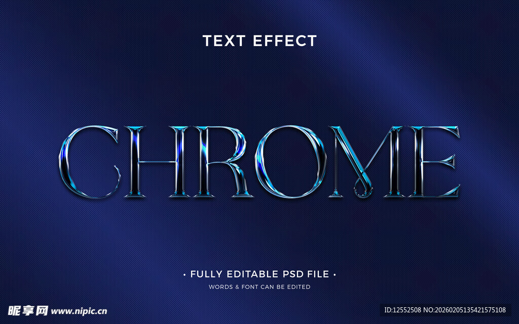 炫酷铬金属文字特效