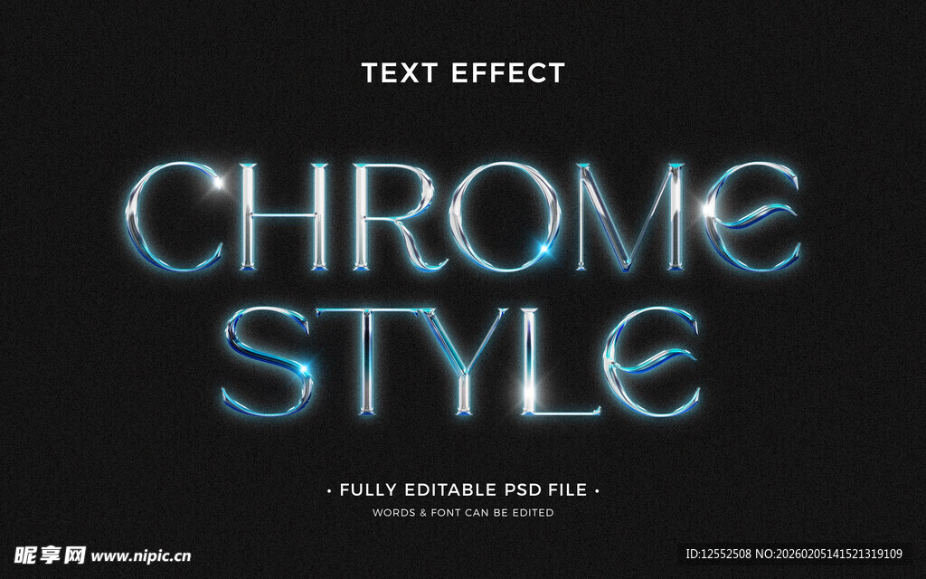 炫酷铬合金风格特效字体
