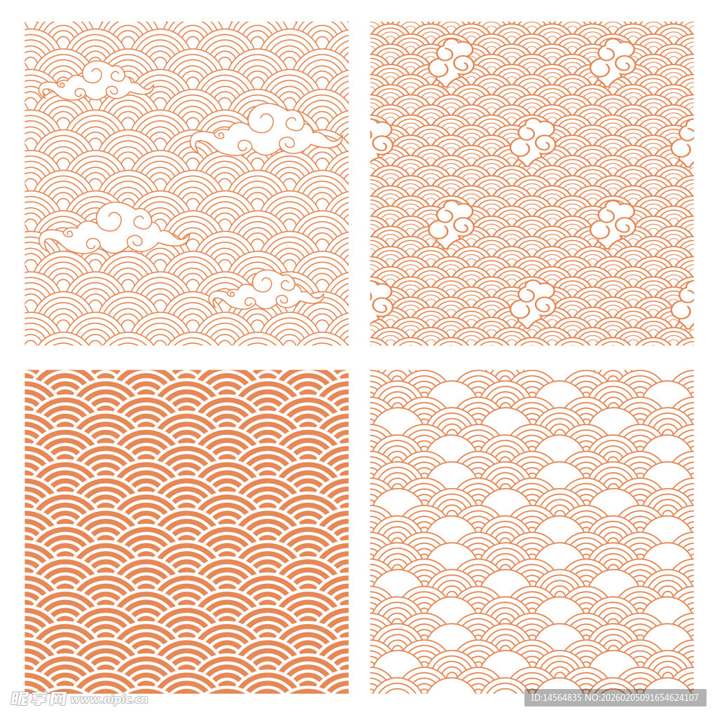 无线延续中国传统祥云及圆形纹样