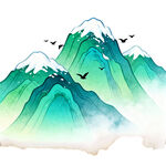 水墨青山飞鸟图