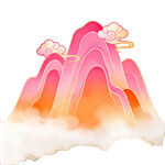 梦幻粉色山峦云雾景观