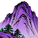 紫色山峦间的苍松