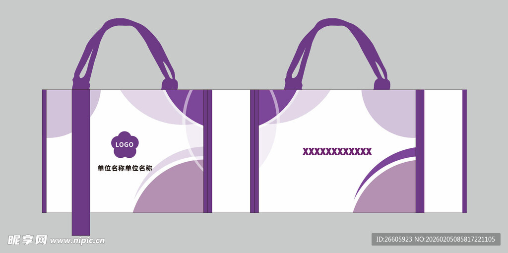 紫色手提帆布包设计图