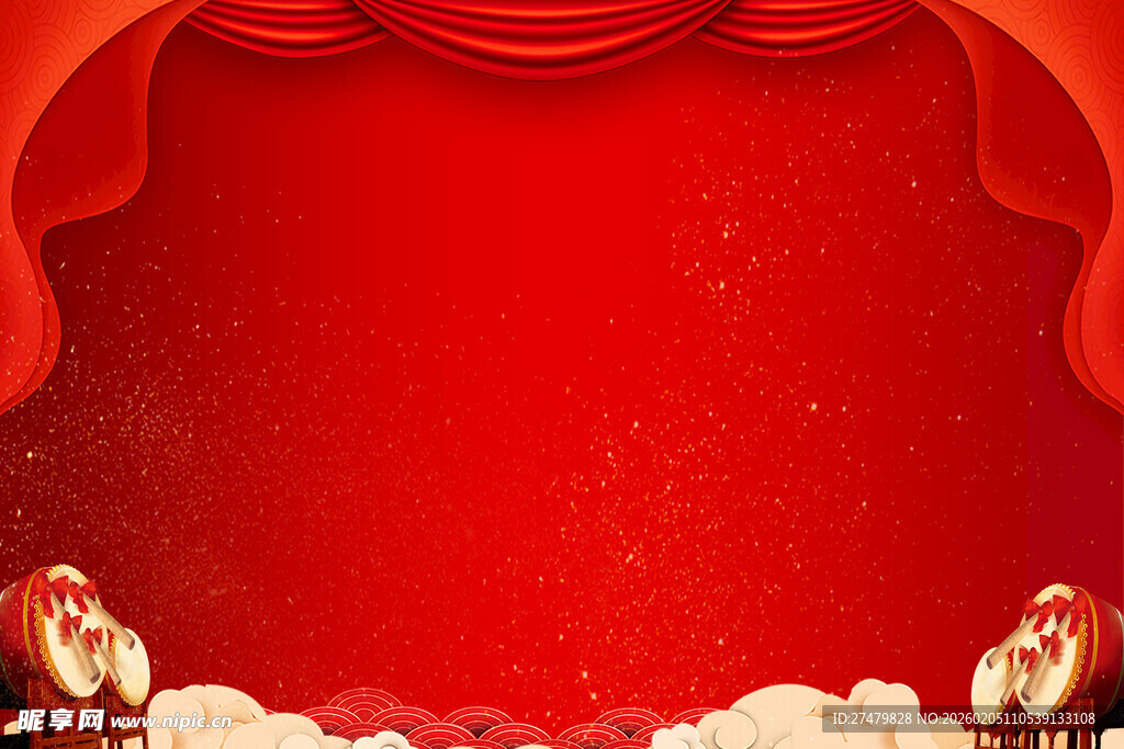 红色舞台幕布背景图