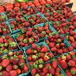 新鲜草莓整齐摆放售卖