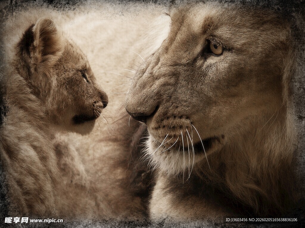 母狮与幼狮的温情瞬间