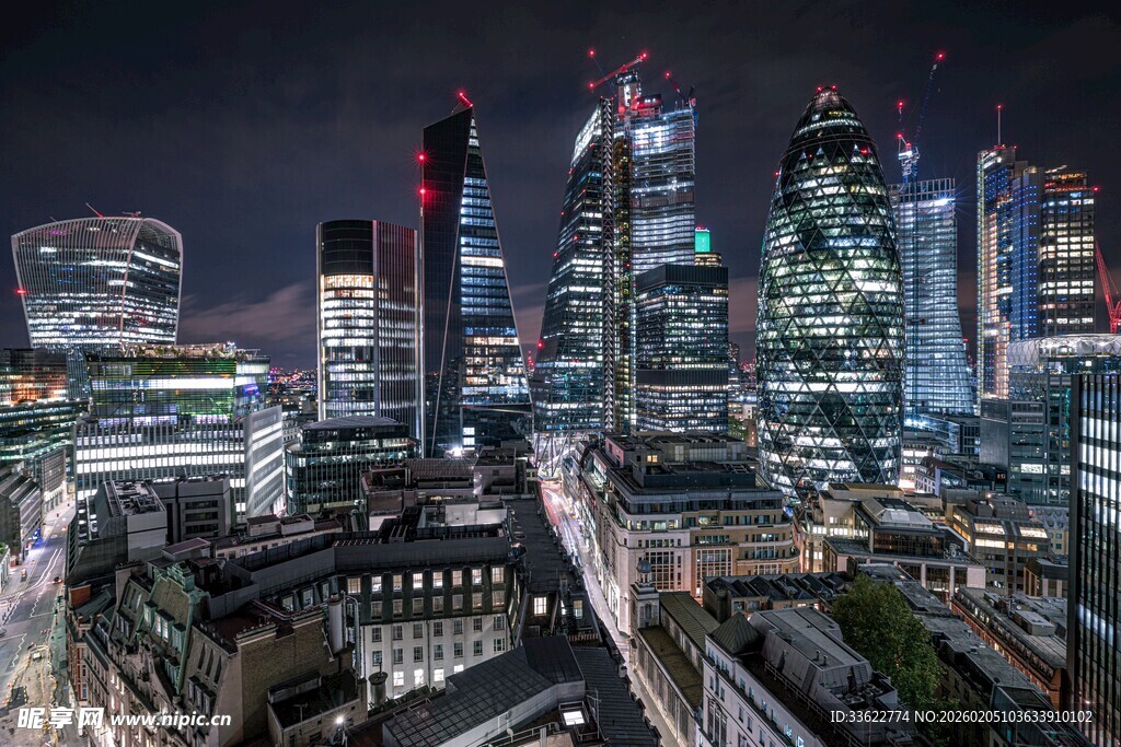 繁华都市夜景俯瞰