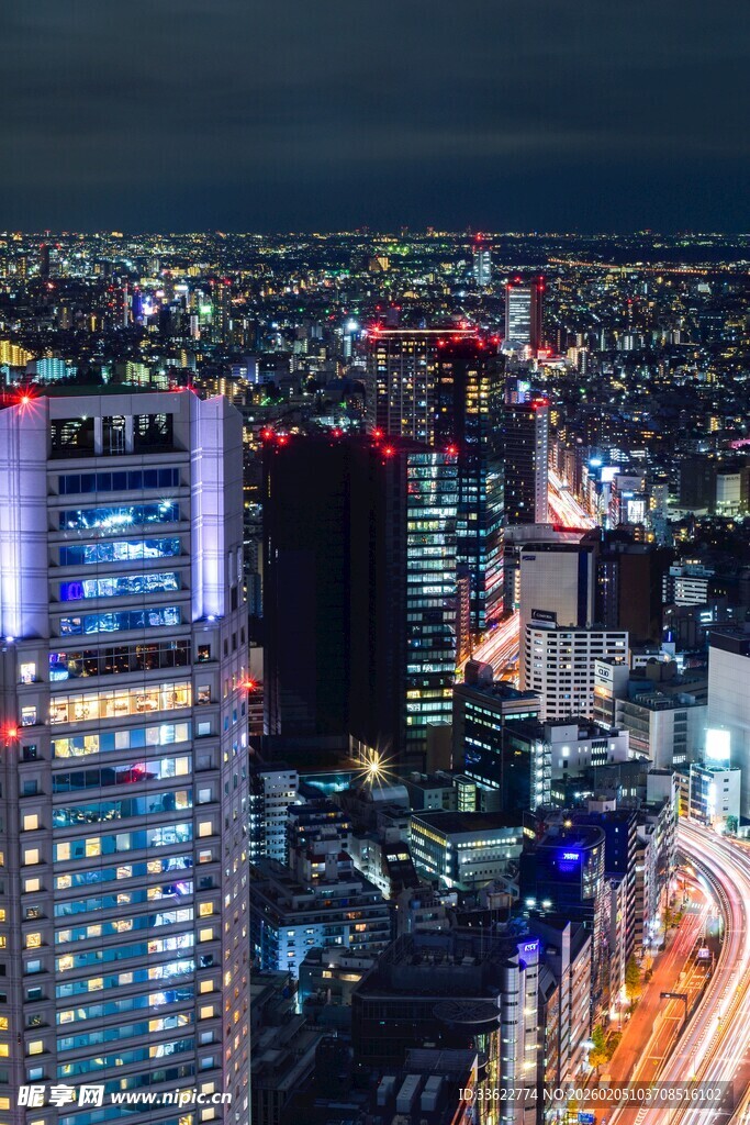 繁华都市夜景俯瞰