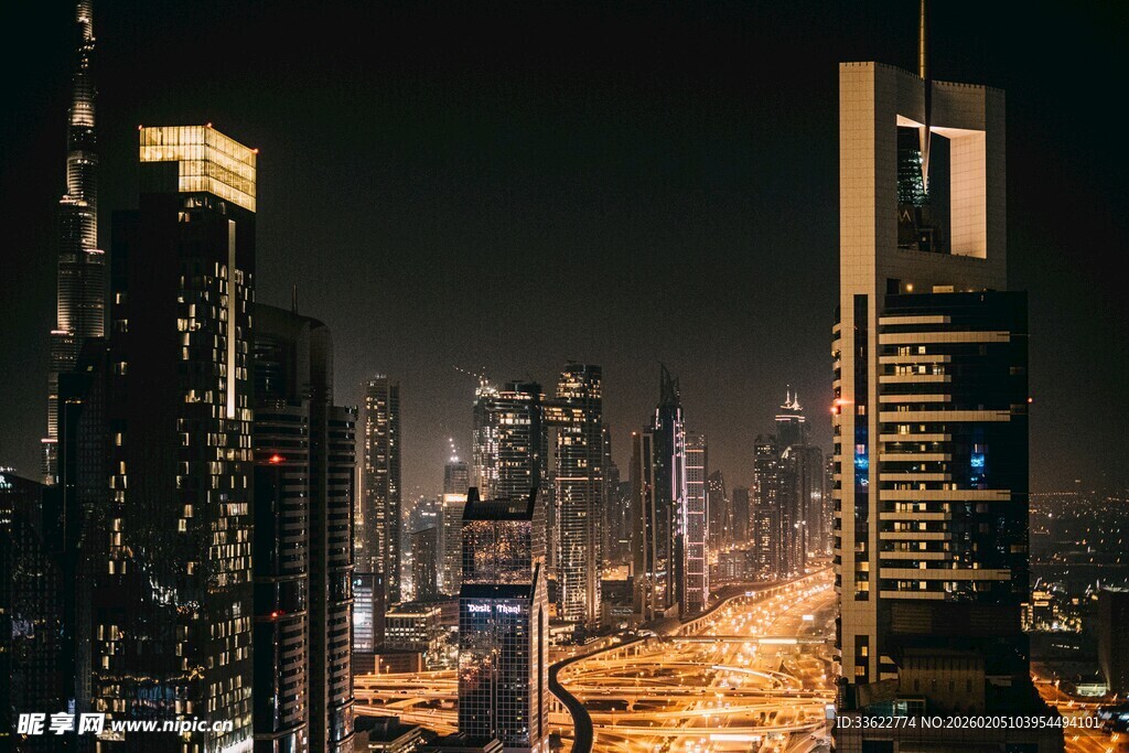 都市夜景繁华车流景观