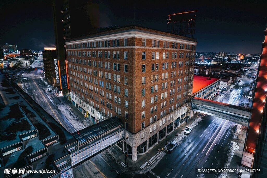 城市高楼夜景俯瞰图