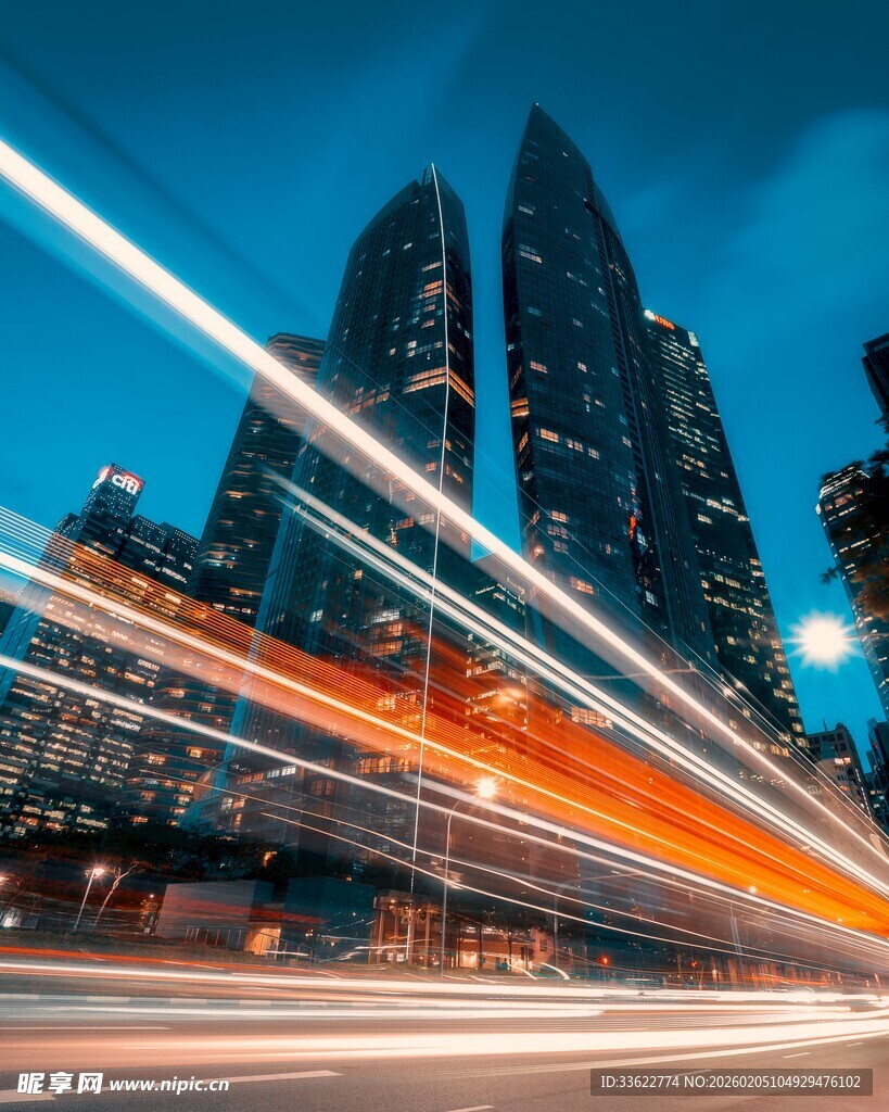 城市夜景车流光影之美