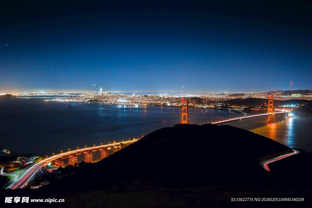 城市夜景跨海大桥风光
