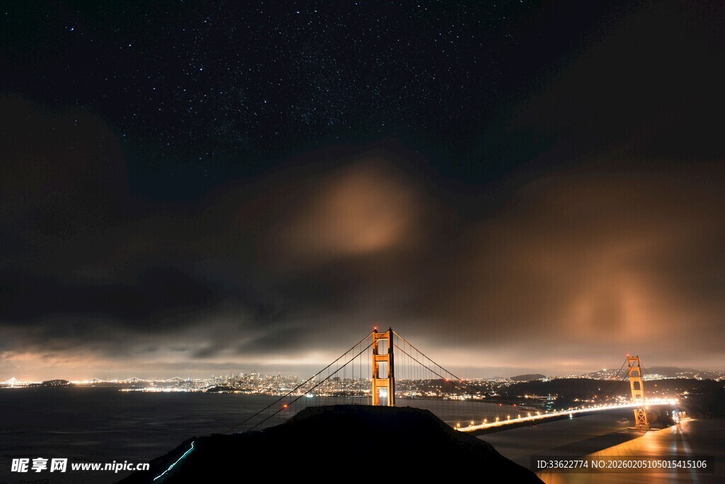 夜幕下的桥梁灯光美景