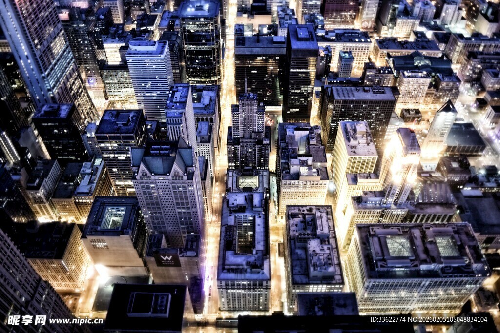 城市璀璨夜景俯瞰图