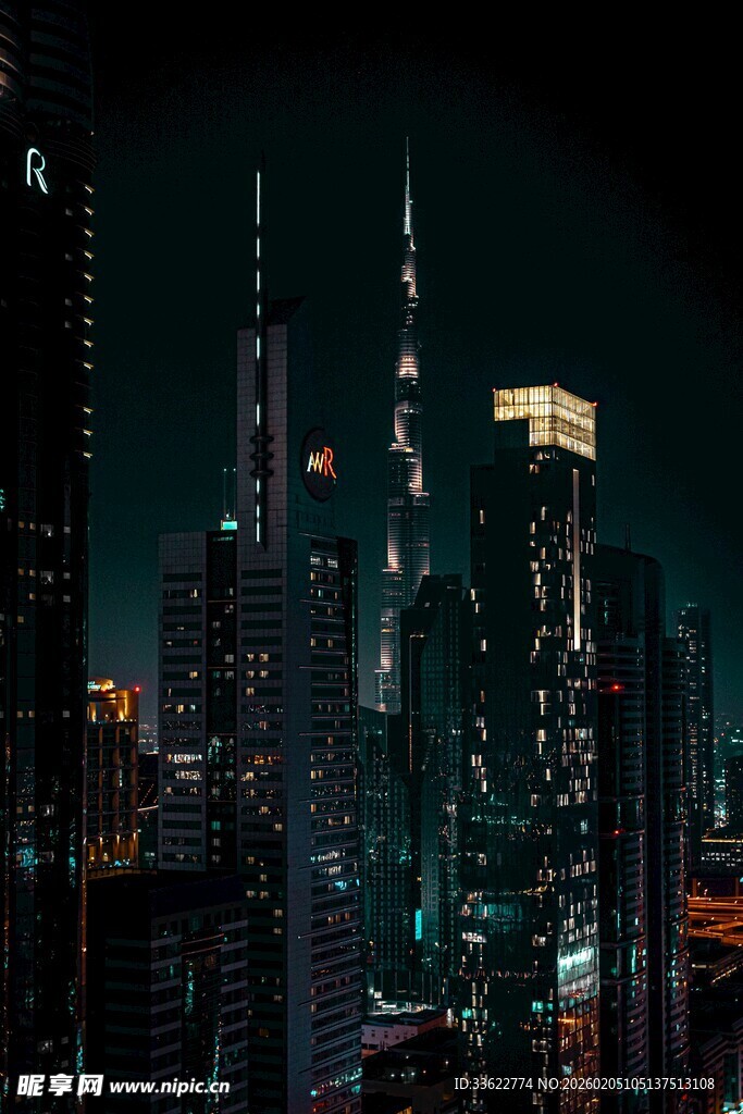 繁华都市夜景俯瞰