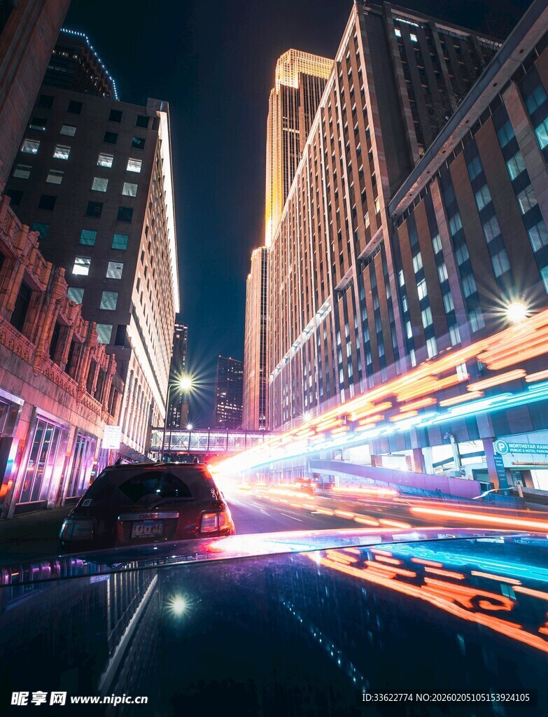 城市夜景车流光影之美