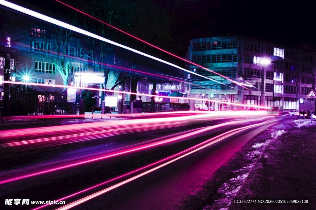 城市夜景灯光轨迹