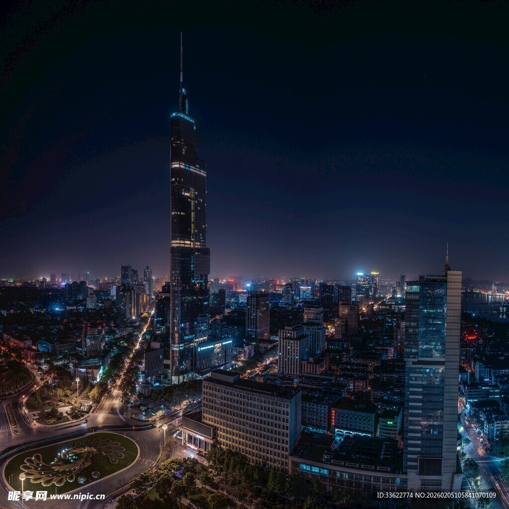 上海夜景俯瞰繁华都市