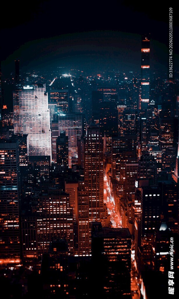 城市璀璨夜景俯瞰图