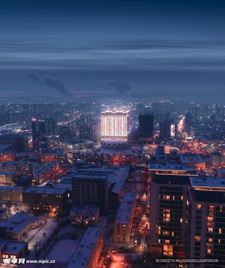 城市夜景俯瞰 灯火璀璨