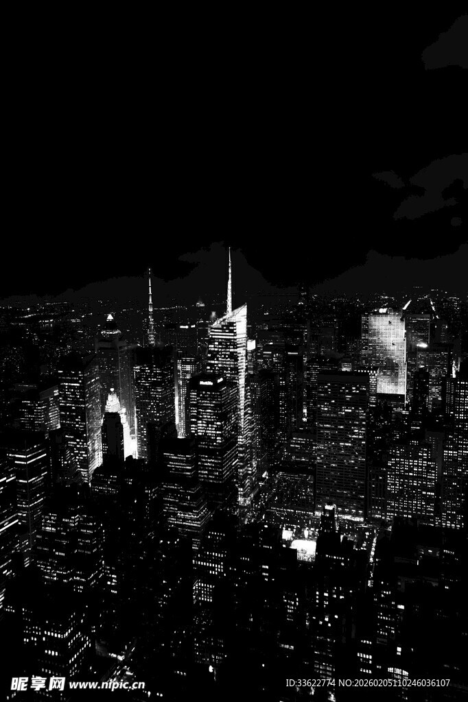 夜幕下的繁华都市景观