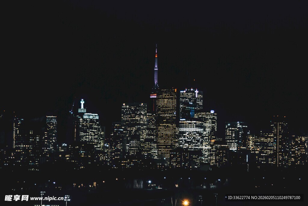 城市璀璨夜景俯瞰图