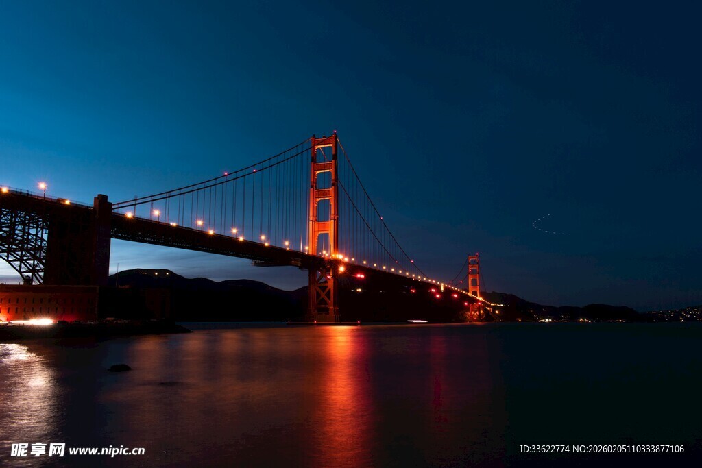 夜幕下的金门大桥美景