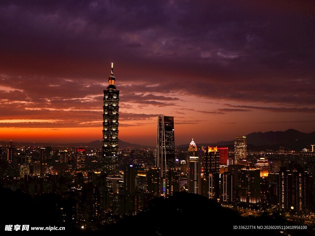 黄昏下的城市天际线美景