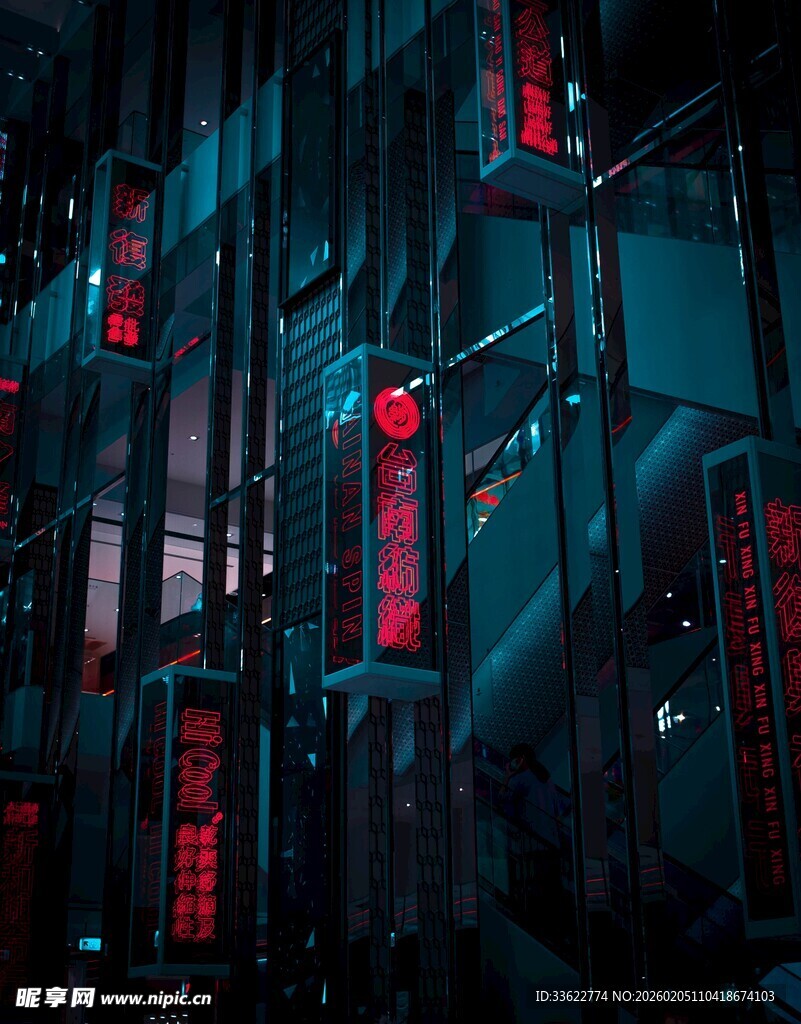 未来都市夜景霓虹闪烁