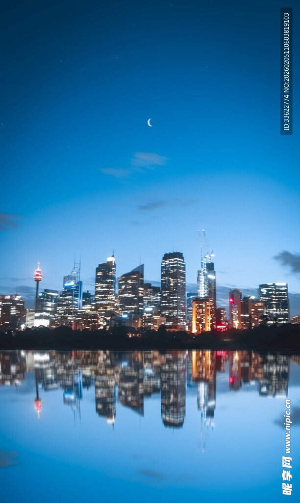 城市夜景倒影 璀璨迷人