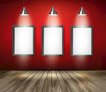 红墙下的空白展示画框