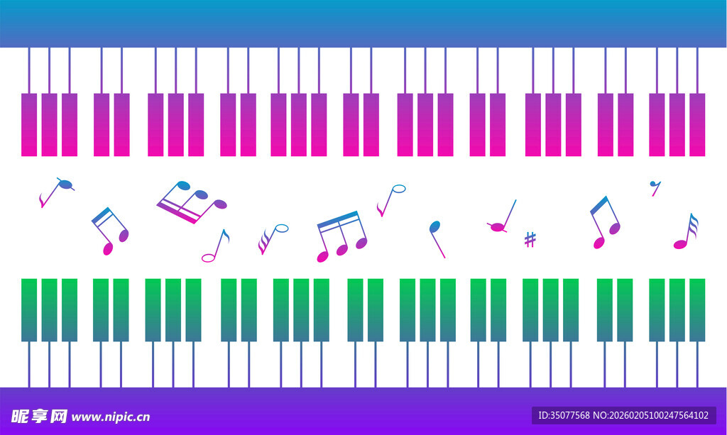 钢琴键盘与音乐符号
