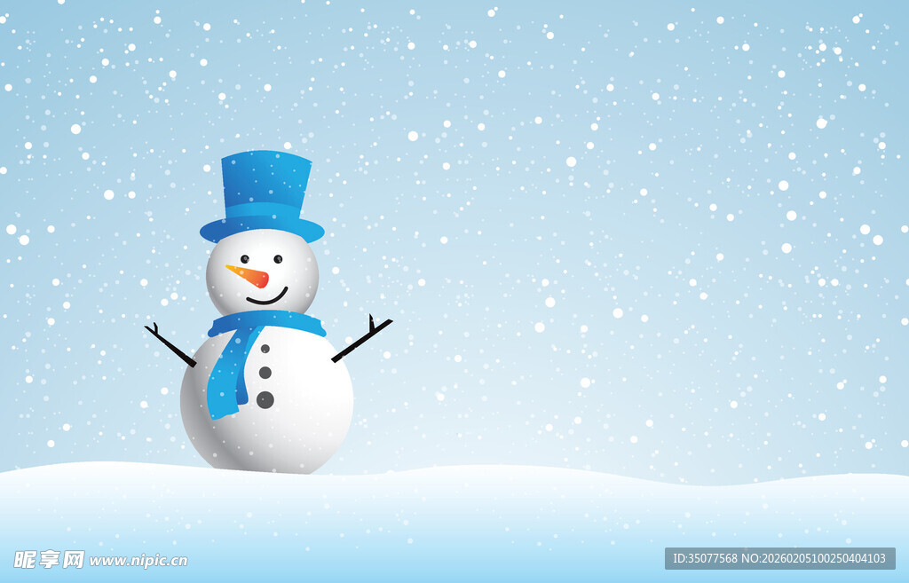 卡通雪人雪地