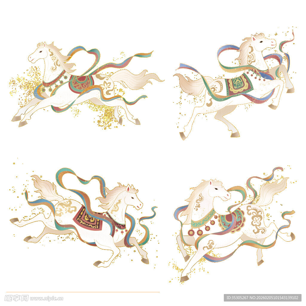 马年肌理感金箔质感敦煌飞天马元