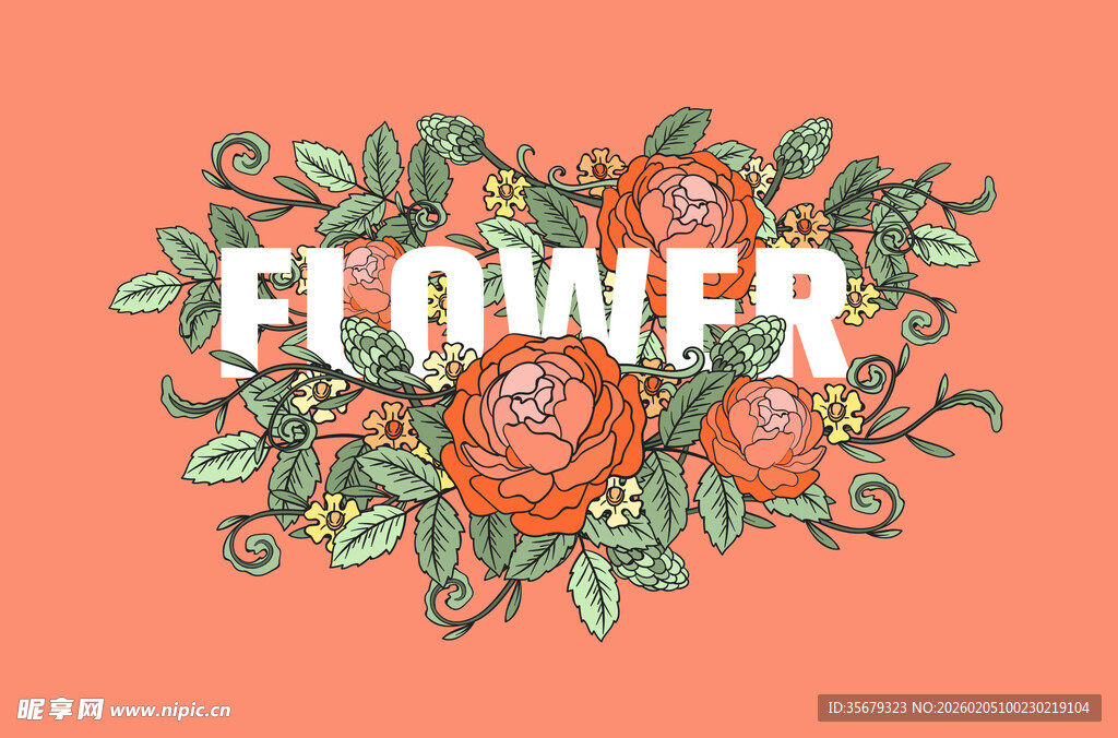 花卉主题艺术字体设计