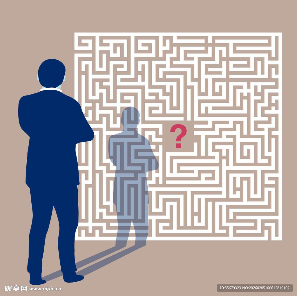 商人面对迷宫中的未知身影