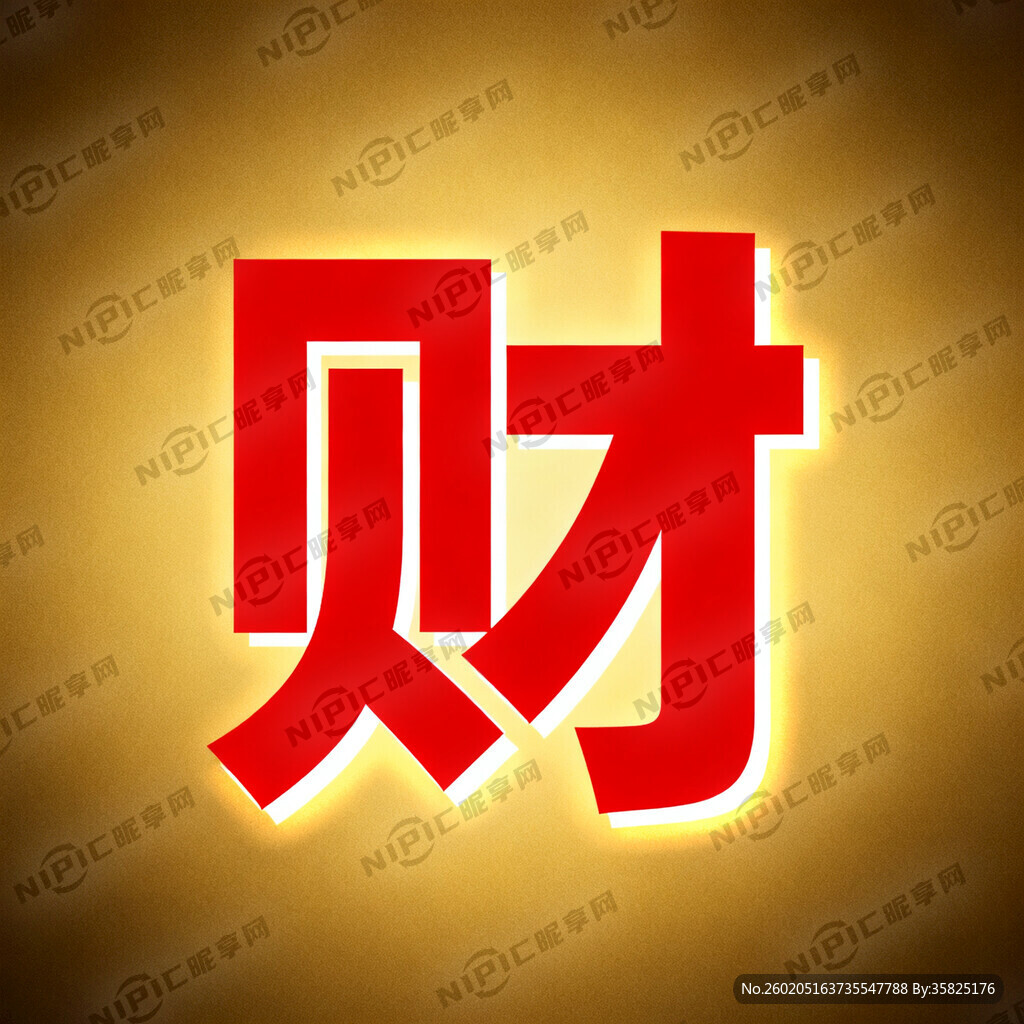 大黑体财字打卡背景