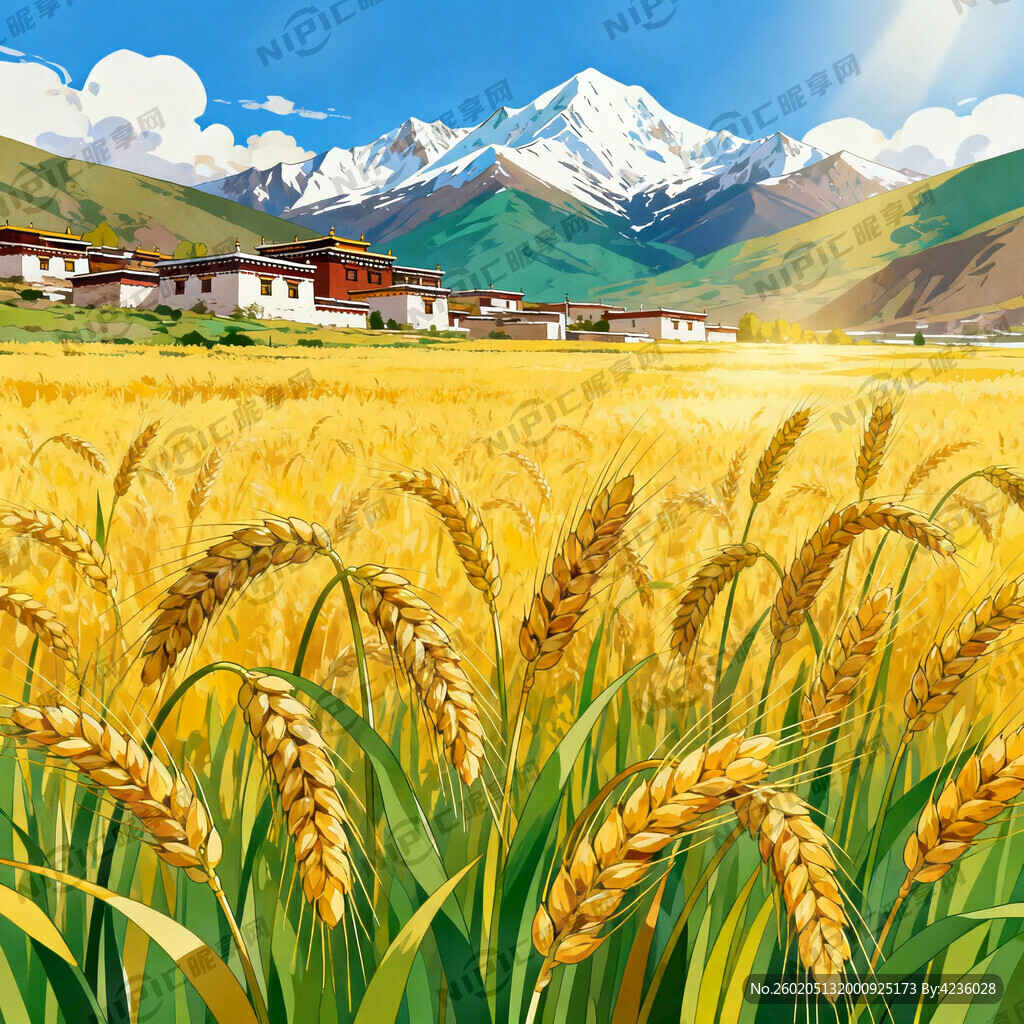 插画风格 青稞地