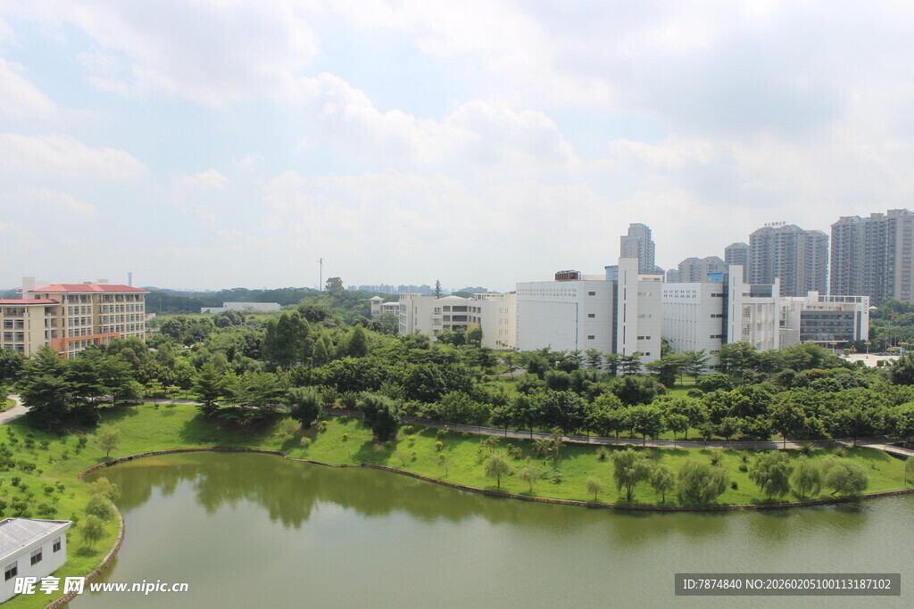 广医城市湖畔风光美景