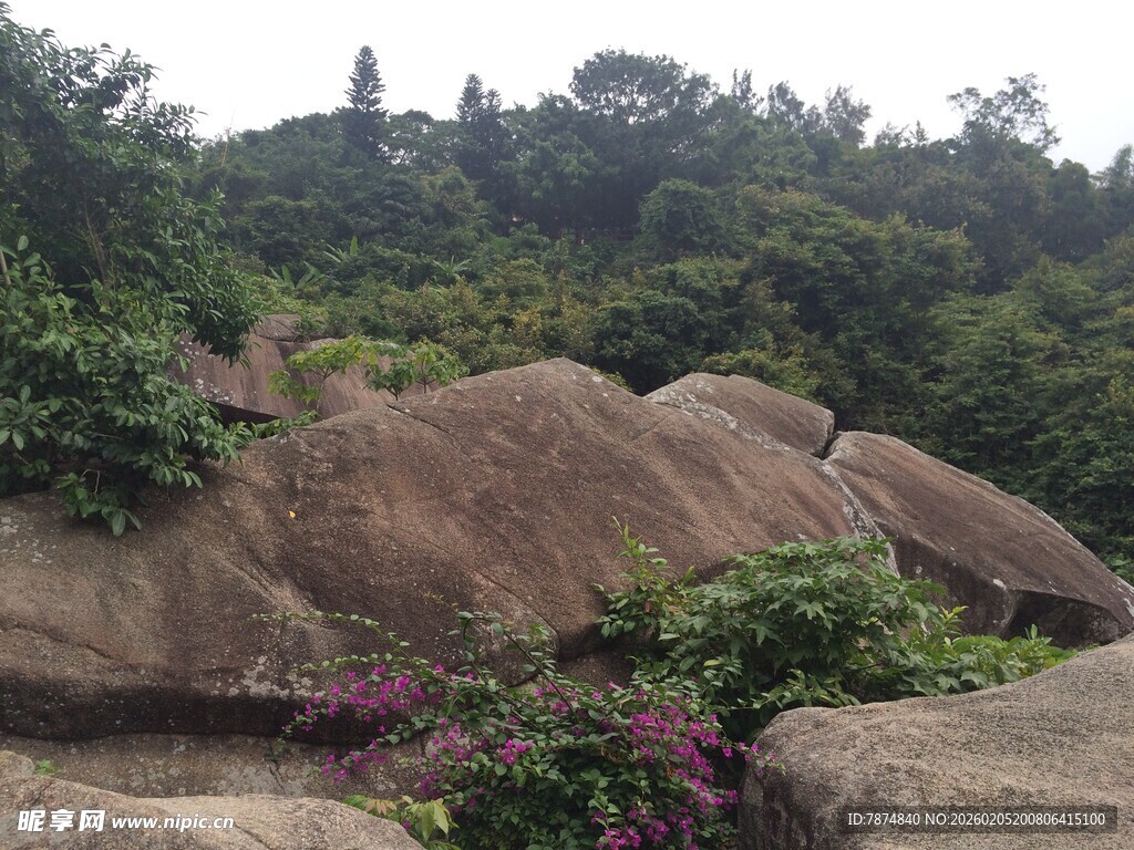 三亚山间巨石与繁茂绿植景观