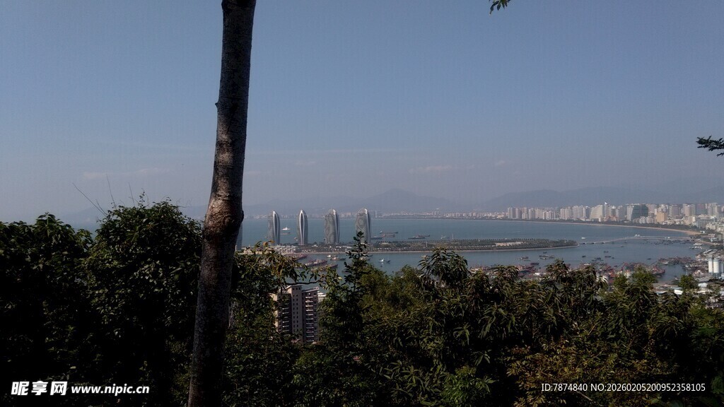 三亚俯瞰城市与绿树景观