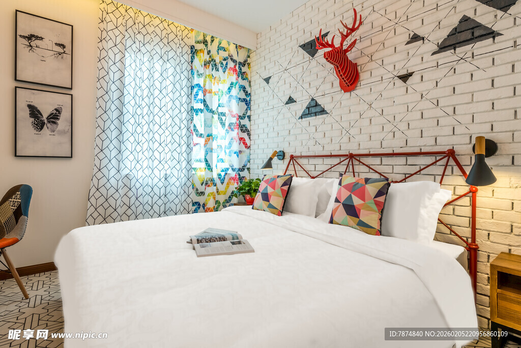 三亚北欧风卧室温馨舒适场景