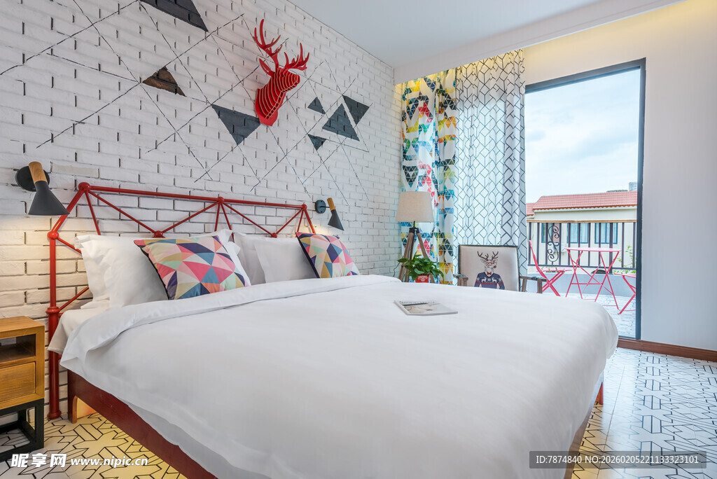三亚北欧风温馨卧室室内场景