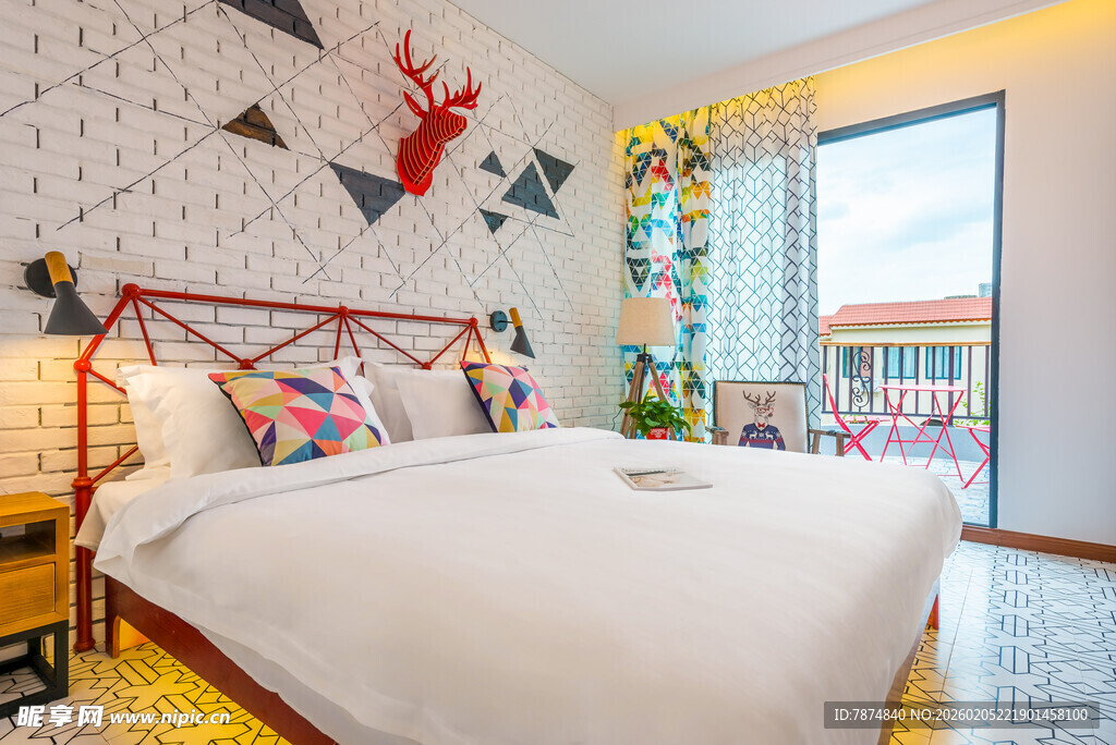 三亚温馨北欧风卧室场景展示