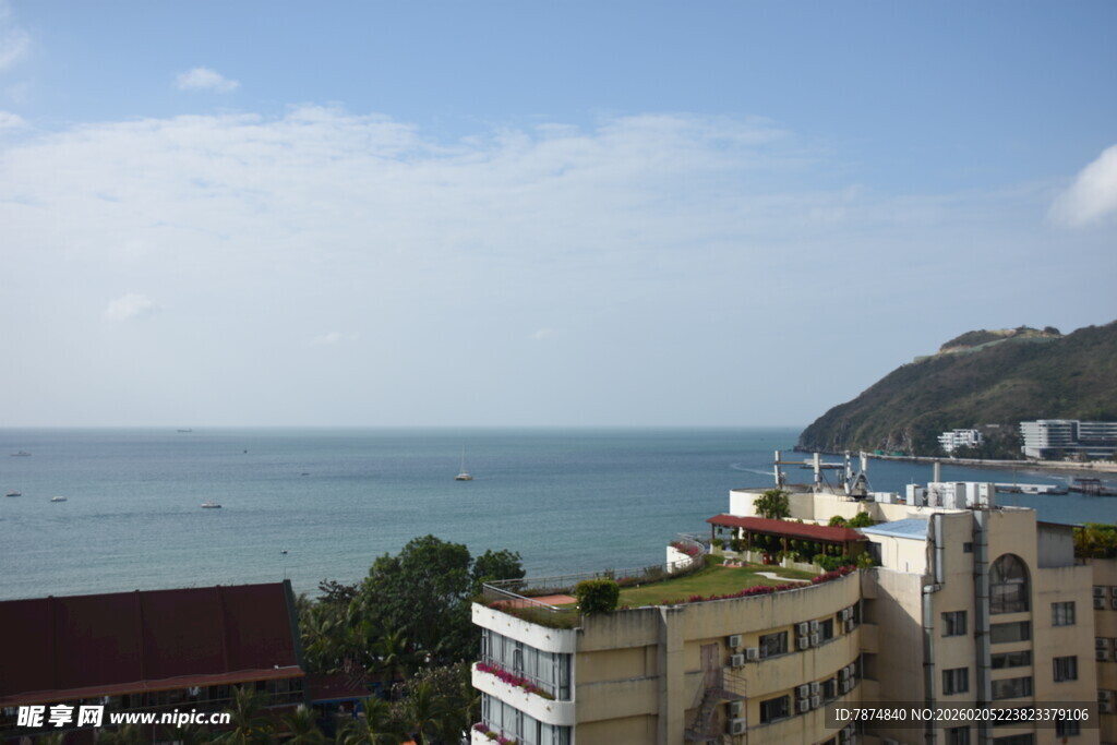 三亚海滨城市建筑海景风光