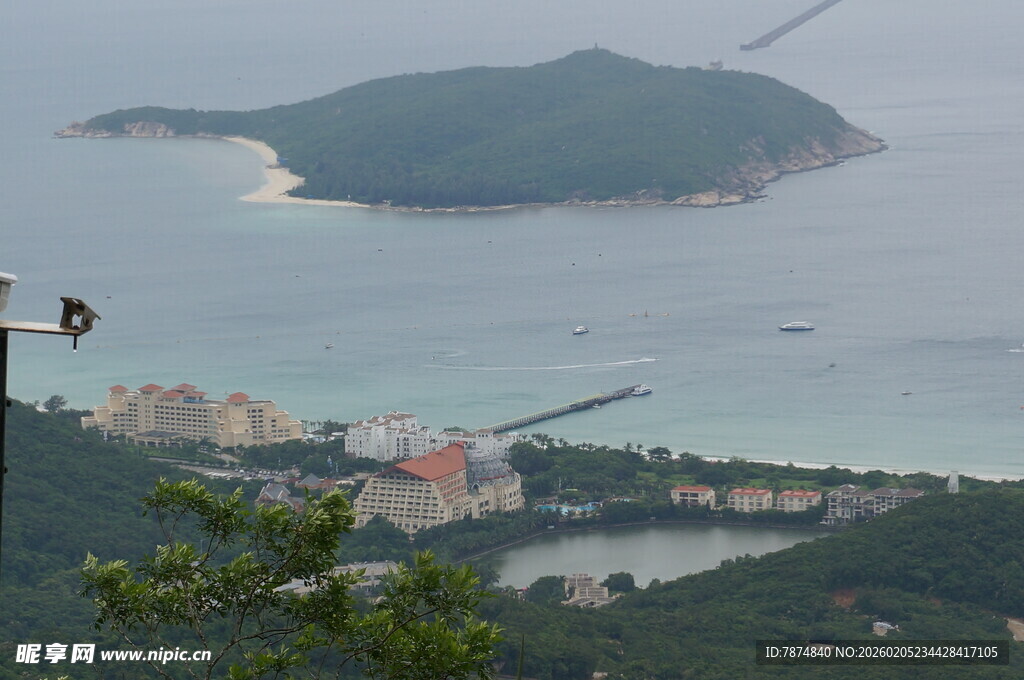 三亚俯瞰海岛城市美丽景观