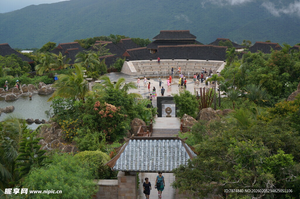 三亚中式园林景观俯瞰图