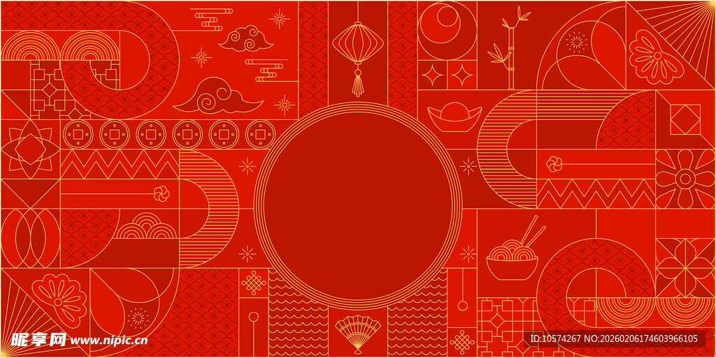 红色中式传统纹理背景图