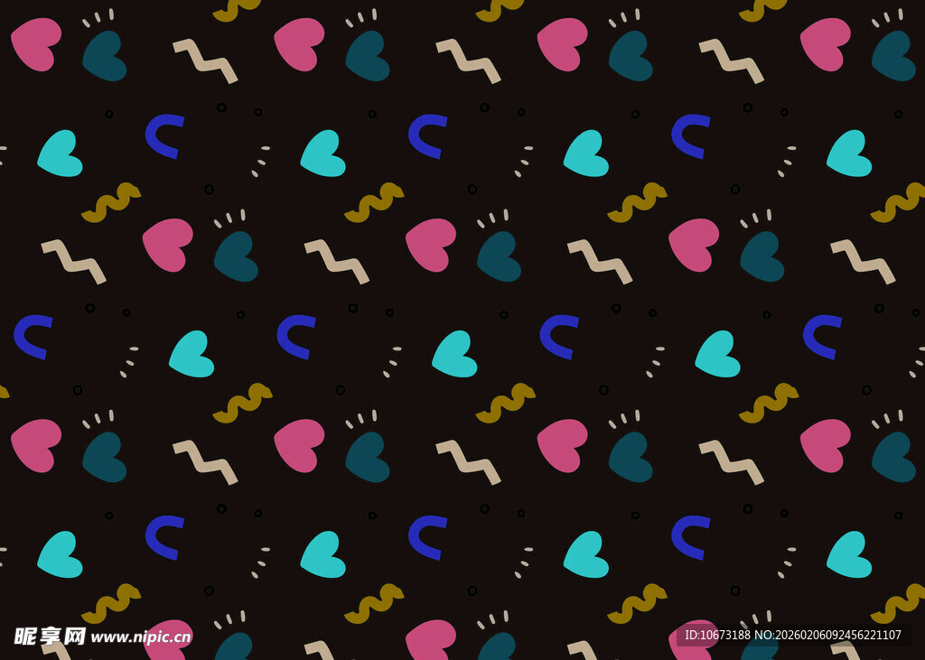 多彩心形图案背景纹理